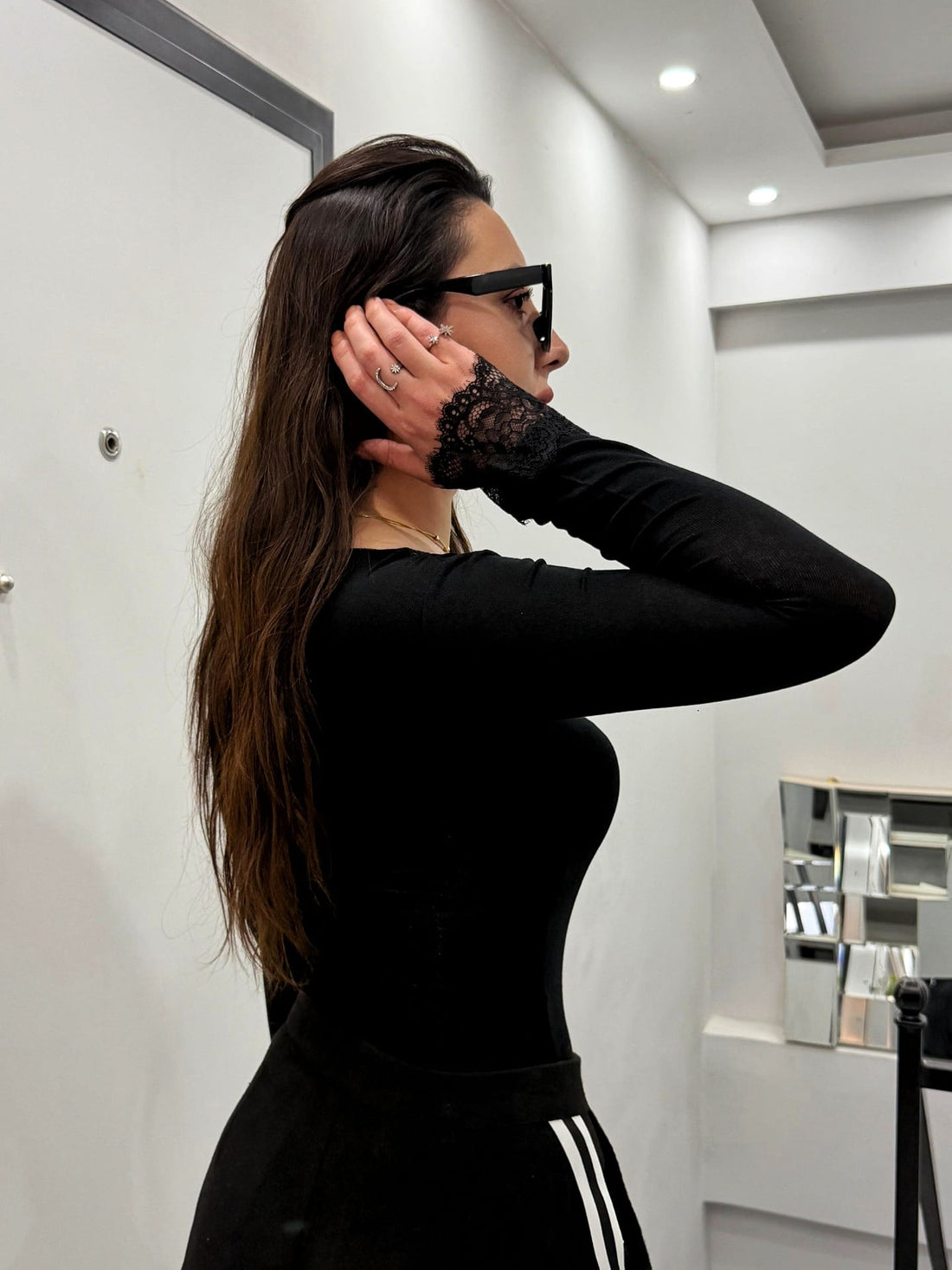 DANTEL DETAYLI KAŞMİR DOKU TRANSPARAN BLUZ