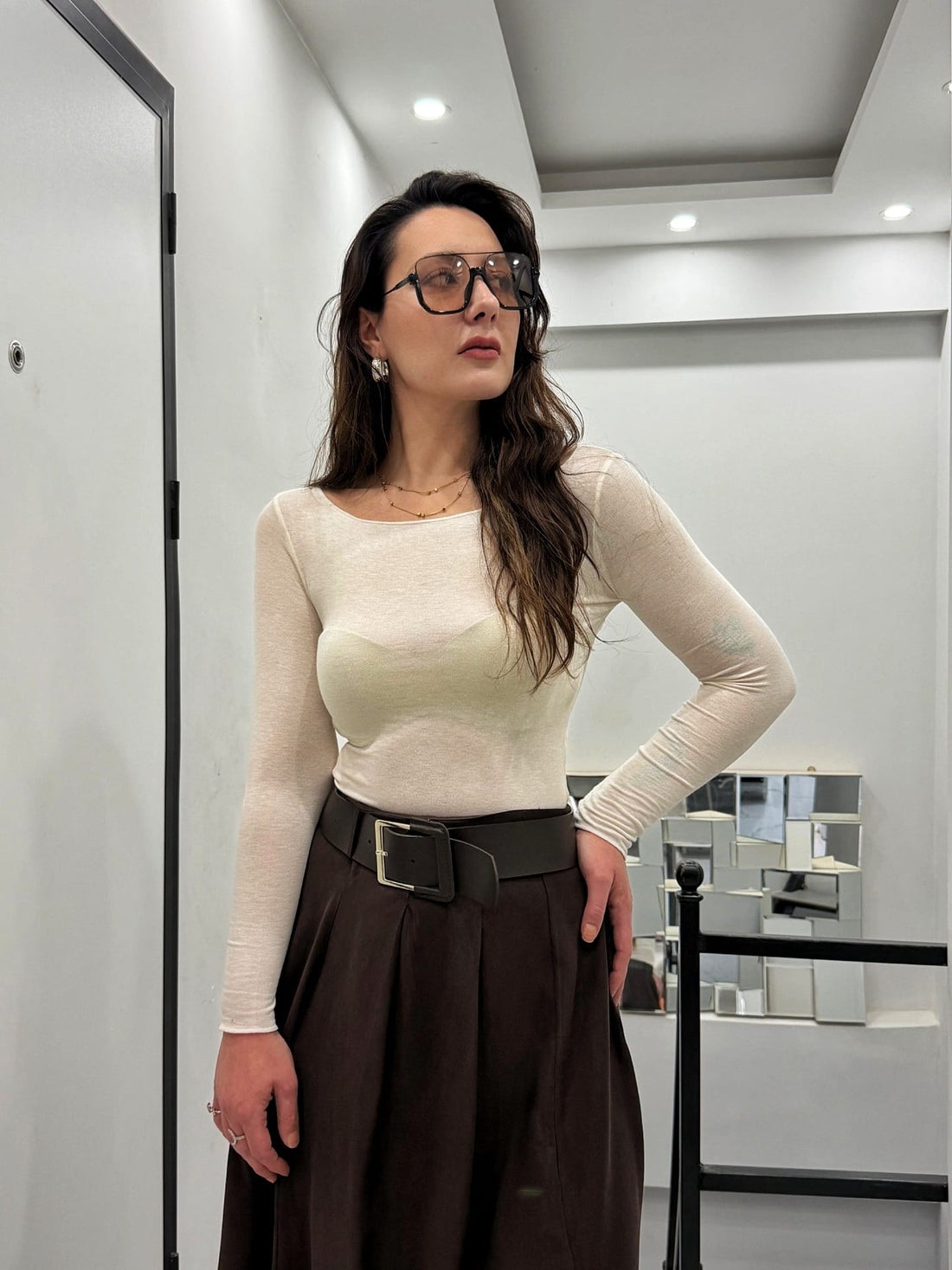 TRANSPARAN LİKRALI BLUZ