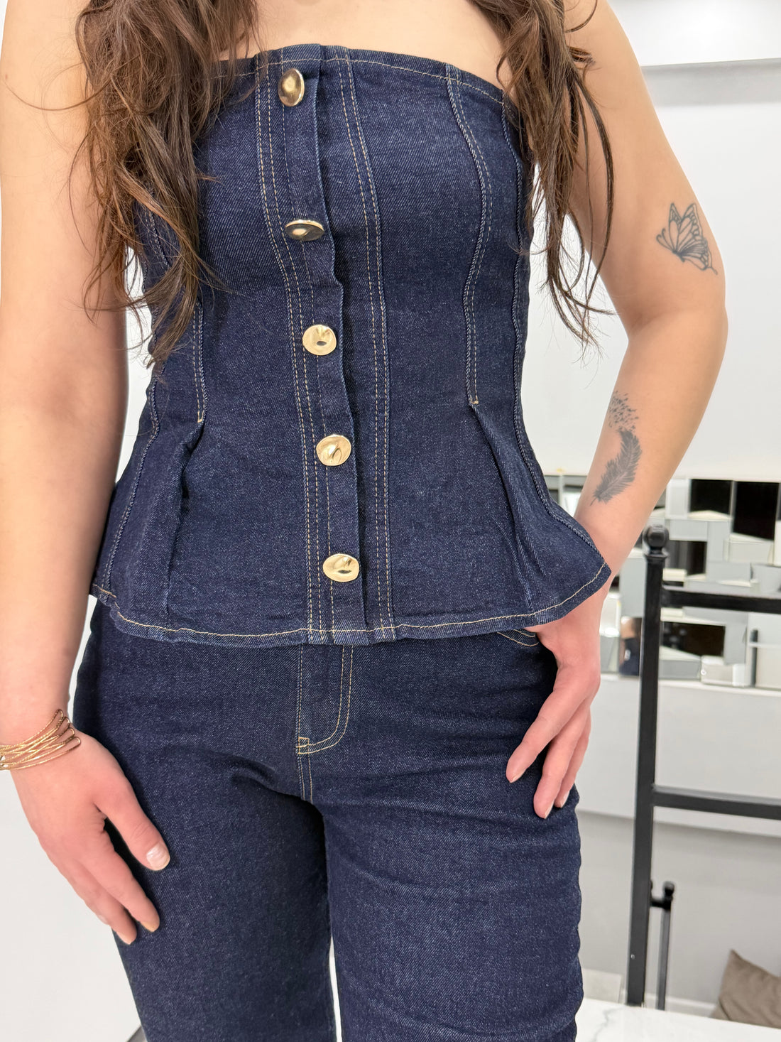 DENİM STRAPLEZ TAKIM