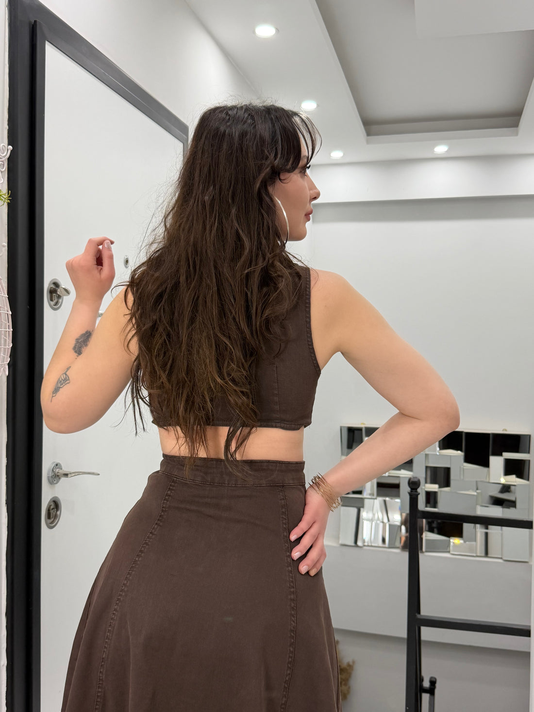 KAHVE DENİM ELBİSE