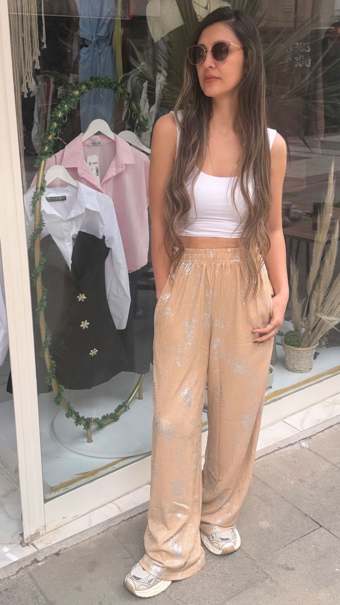 DESENLİ RAHAT VE ŞIK BEL LASTİKLİ PANTOLON