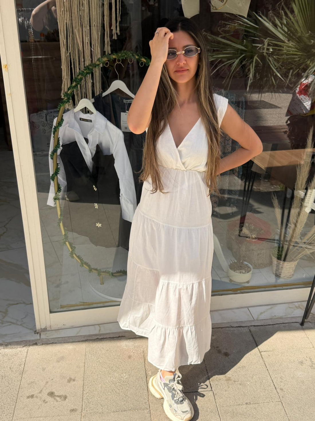 KALIN ASKILI ŞIK VE RAHAT KETEN ELBİSE