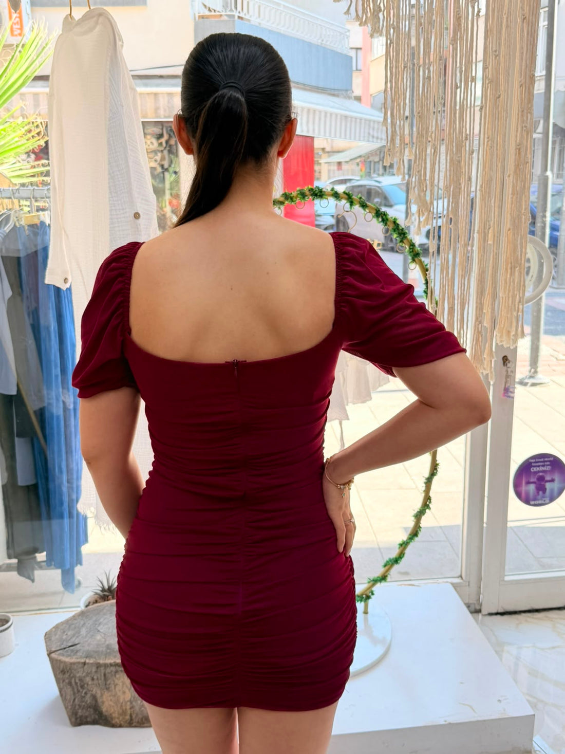 Drapeli Mini Elbise