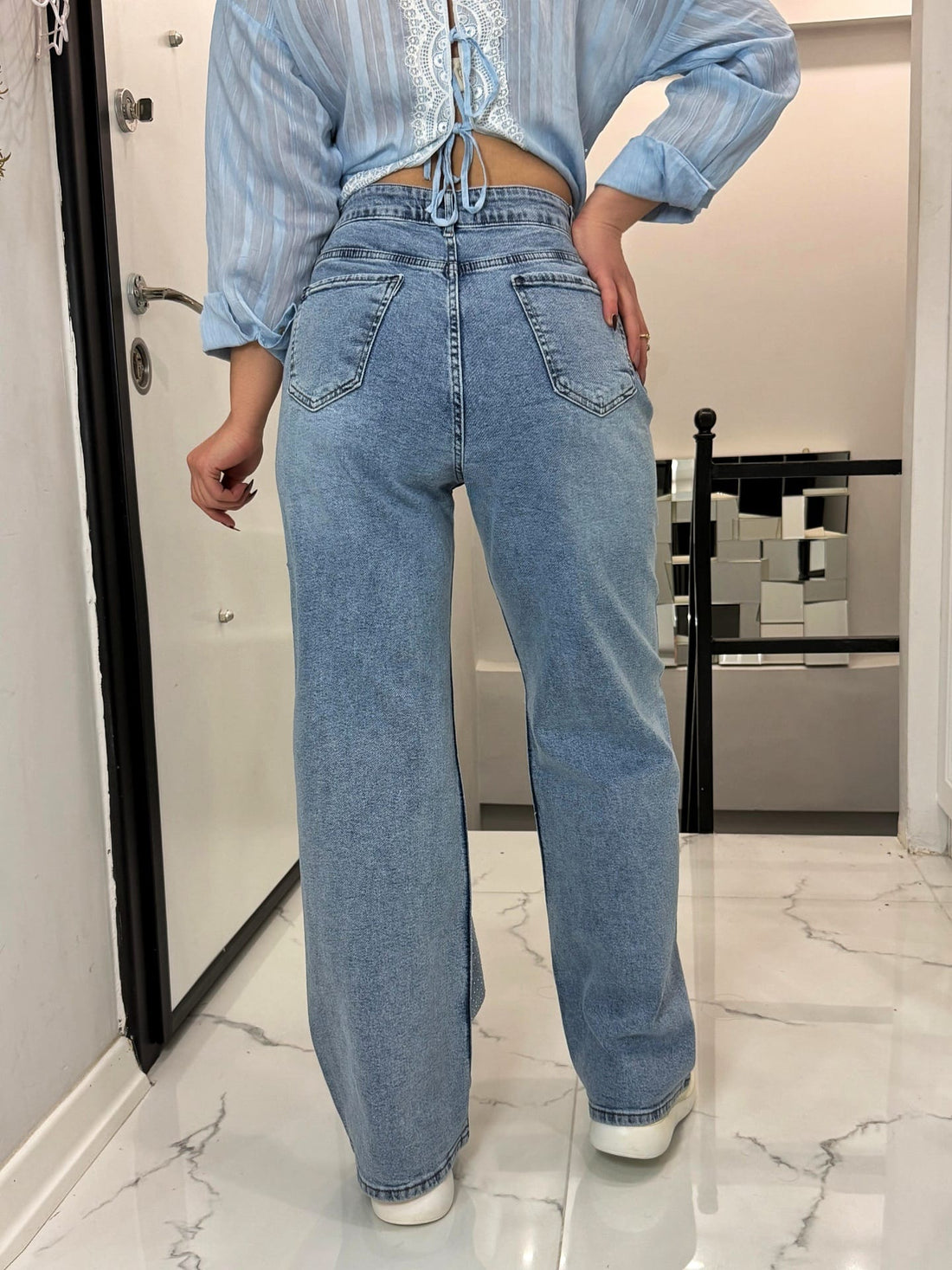 TAŞLI DENİM PANTOLON